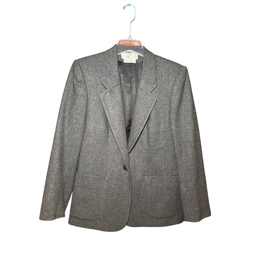 Evan-Picone Neiman Marcus Gray Pure Wool Blazer Jacket Single Button USA Made 4